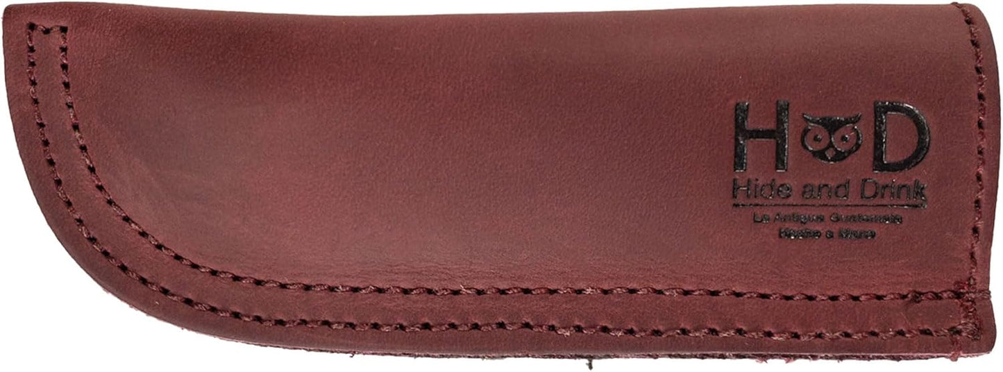 Hide & Drink, Hot Handle, Cast Iron Protector, Panhandle Potholder, Double Layered, Double Stitched, Slides On/Off Easily onto Metal Skillet Grips, Full Grain Leather, Handmade, Sangria