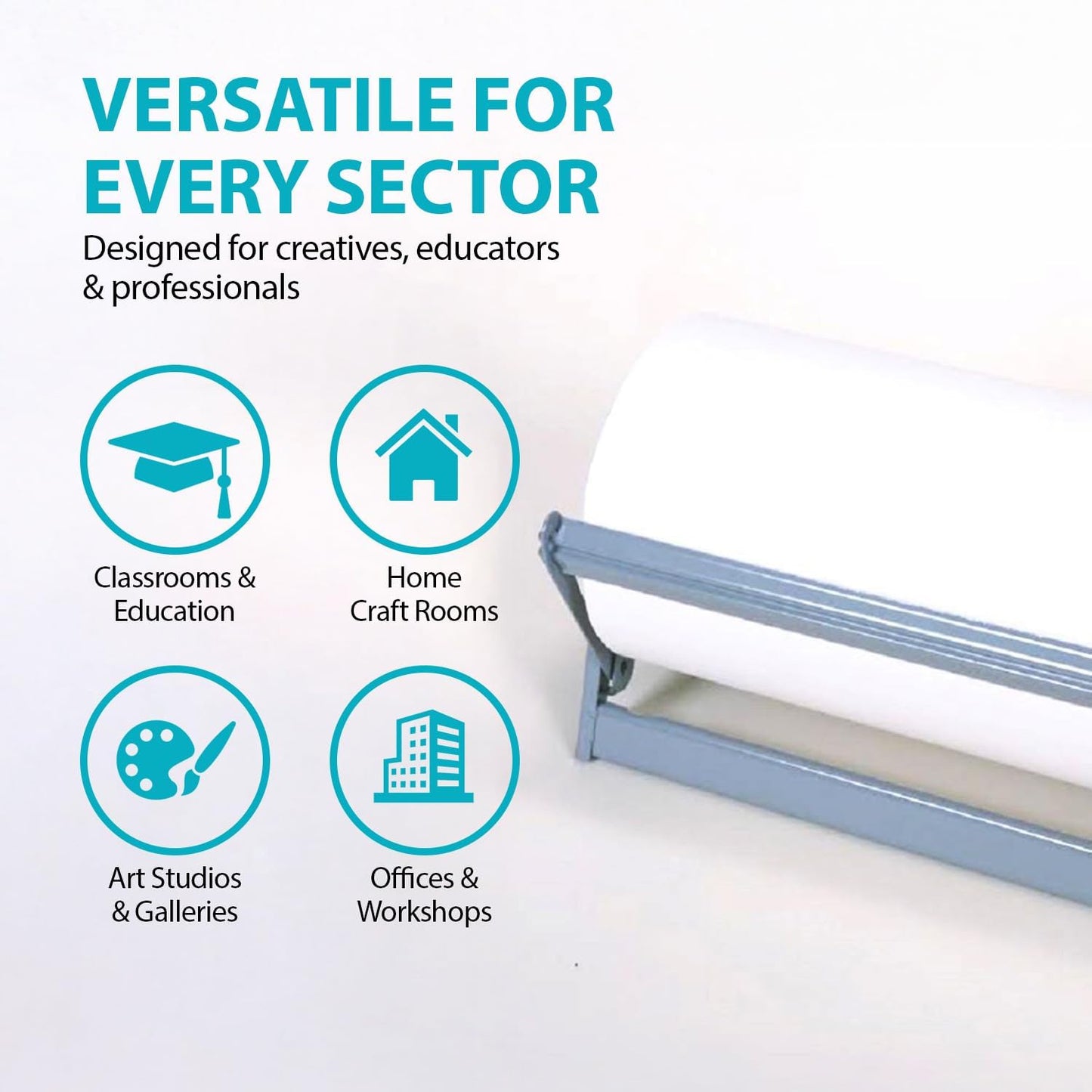 24" Wide Roll Paper Dispenser with Cutter – Wall Mounted Roll Dispenser with Serrated Cutter – Fits Craft, Freezer, Wrapping, Butcher Paper Roll or Cling Film – Heavy-Duty, Grey