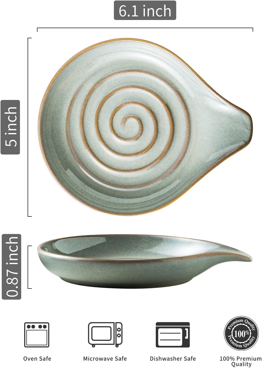 LAUCHUH Spoon Rest, 5" Large Spoon Holder for Stove Top Ceramic Spoon Rest Spatula Rest for Kitchen Utensils, Ladle, Coffee Spoons, Cooking spoons, Spatula, Tongs, Christmas, Unique Gray