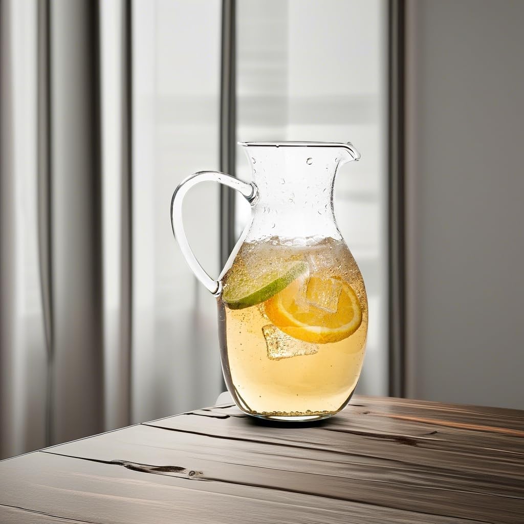 Simax Small 16 Ounce Borosilicate Glass Pitcher with Handle - Montessori Kids Pitcher with Spout for Orange Juice, Milk, Tea