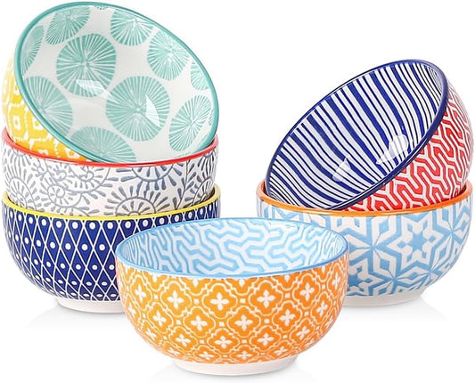 Selamica Ceramic 4 OZ Dipping Bowls Set, 3.5 Inch Mini Bowl for Dipping, Side Dishes, Microwave Dishwasher Safe, Set of 6, Assorted Colors