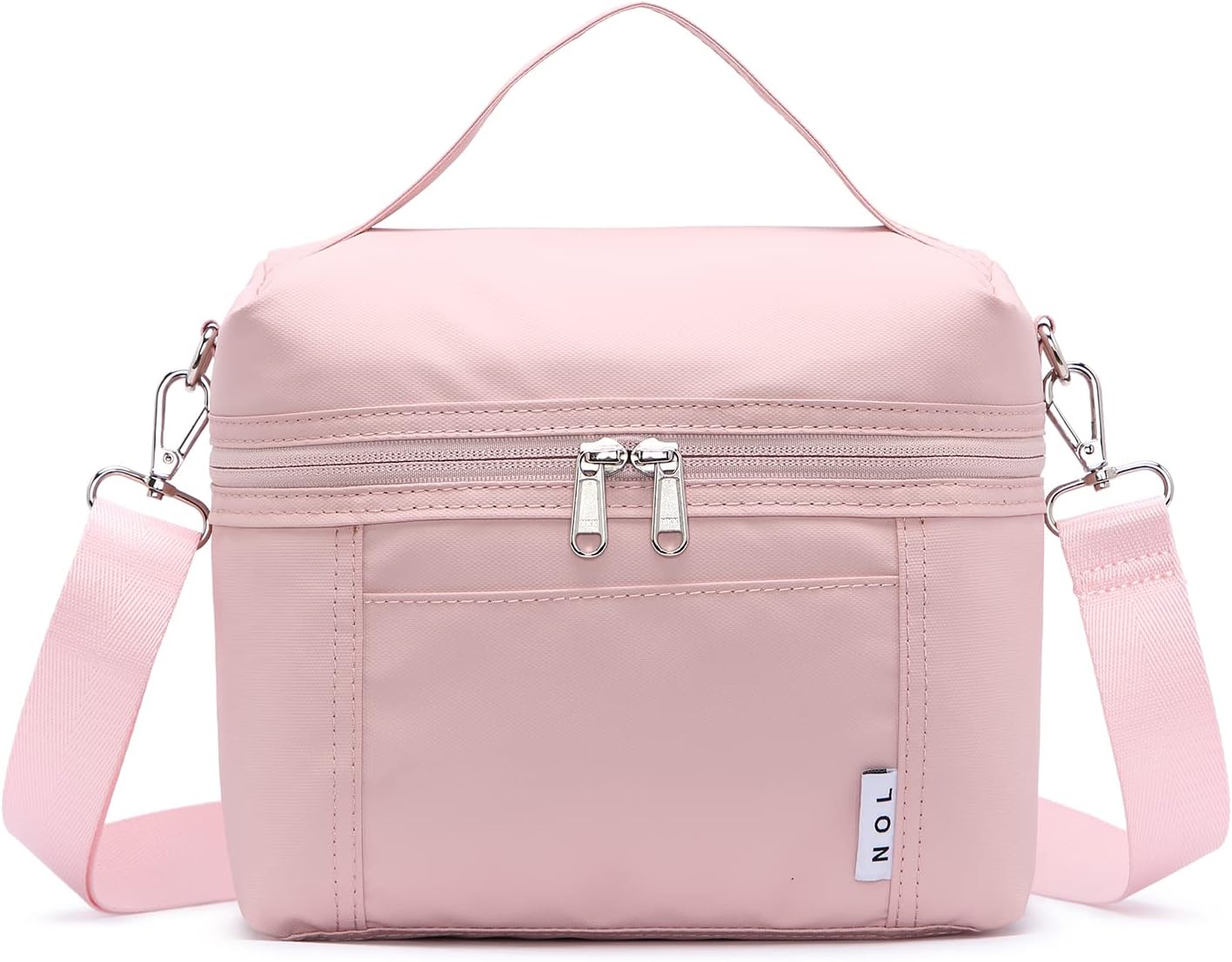 NOL Natural Organic Lifestyle Insulated Lunch Bags for Women Cooler Bag Lightweight Nylon Waterproof Lunch Box For Work (Medium, Pink)