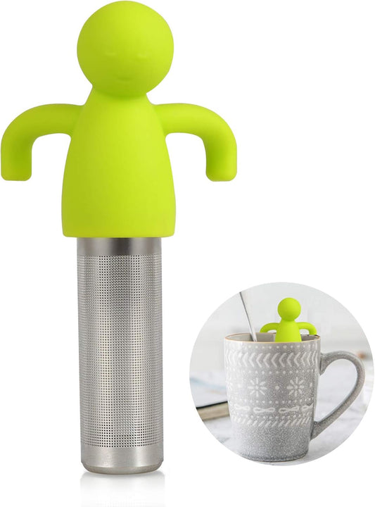 Tea Infuser for Loose Tea Extra Fine Mesh Tea Steeper with Cute Design Tea Strainer Ball with Silicone Handle for Tea Cup Mug, Stainless steel Green