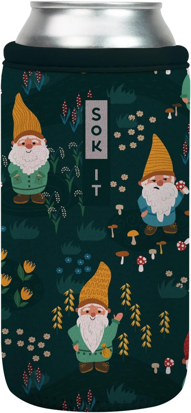 Sok It CanSok Sleeve for Beer & Soda Insulated Neoprene Cover (Rollin' with my Gnomies, 16oz Can Sleeve)