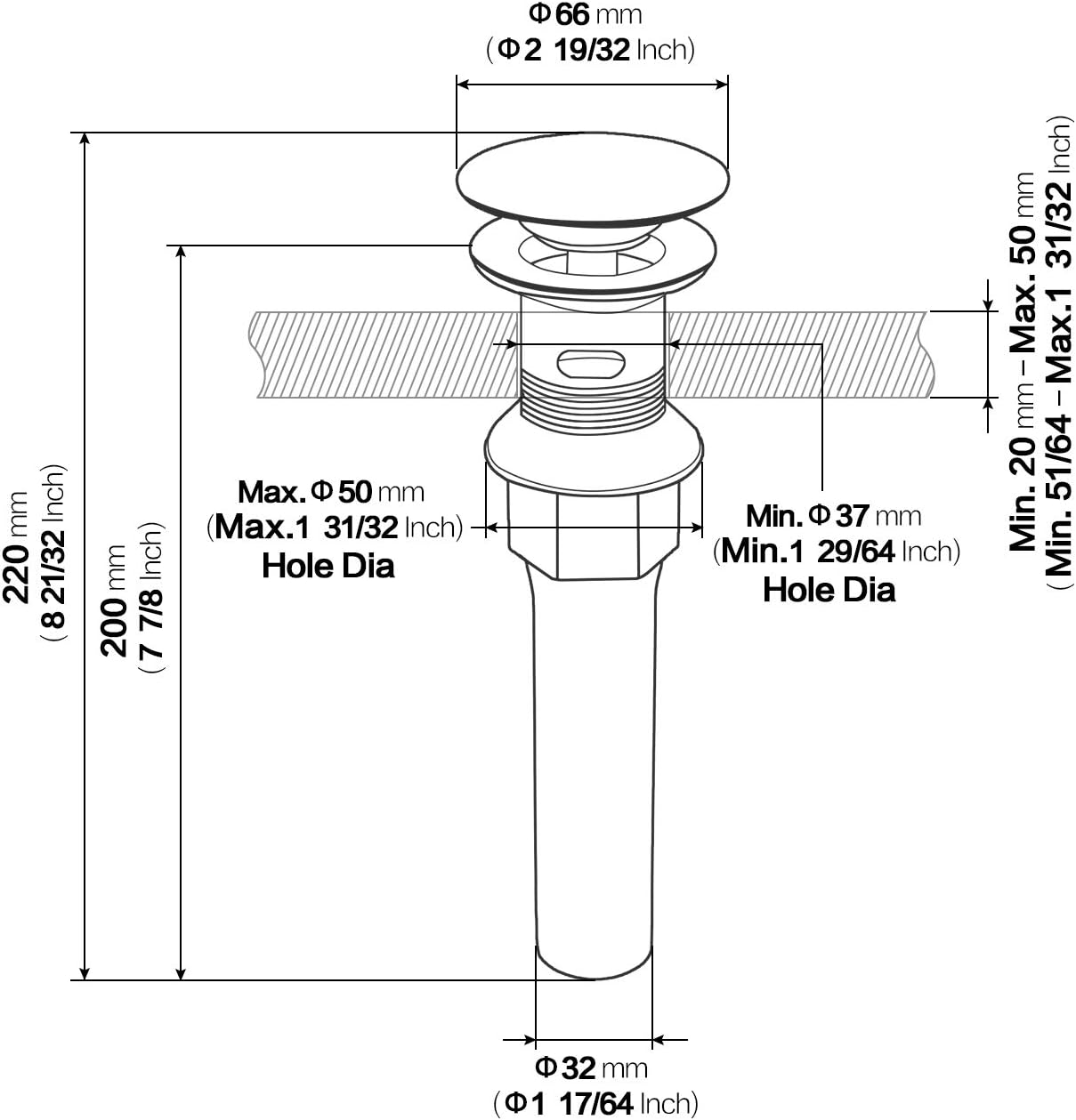 KAIYING Pop Up Drain, Bathroom Sink Drain Stopper with Overflow, Vessel Sink Drain Assembly with Detachable Basket Stopper, Anti-Explosion and Anti-Clogging Drain Strainer (Brushed Nickel)