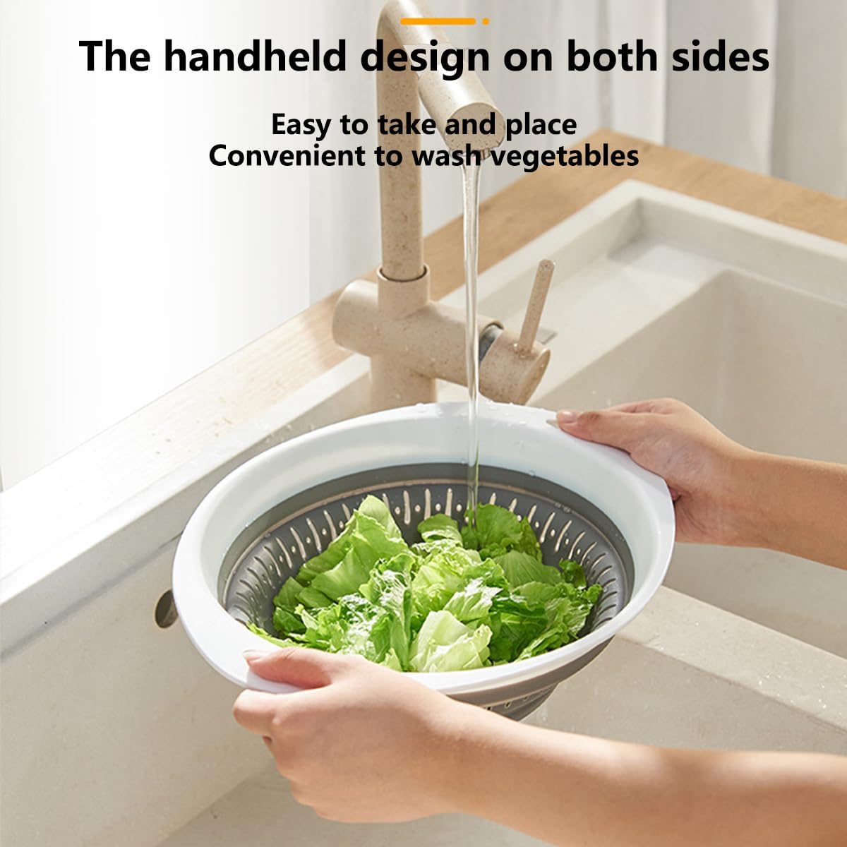 LogFaadCoi 3 Pcs Collapsible Colander and Strainer,Silicone Strainer Colanders & Food Strainers,for Vegetable and Fruit, Kitchen Essentials, white