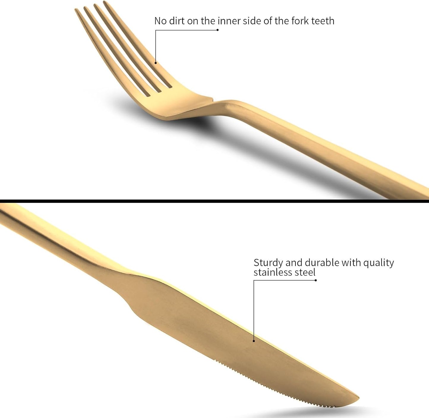 30-Piece Matte Gold Silverware Set, Hand Forged Utensil, Stainless Steel Flatware Set, Hexagon Handle Cutlery Set for Home Hotel Use, Service for 6