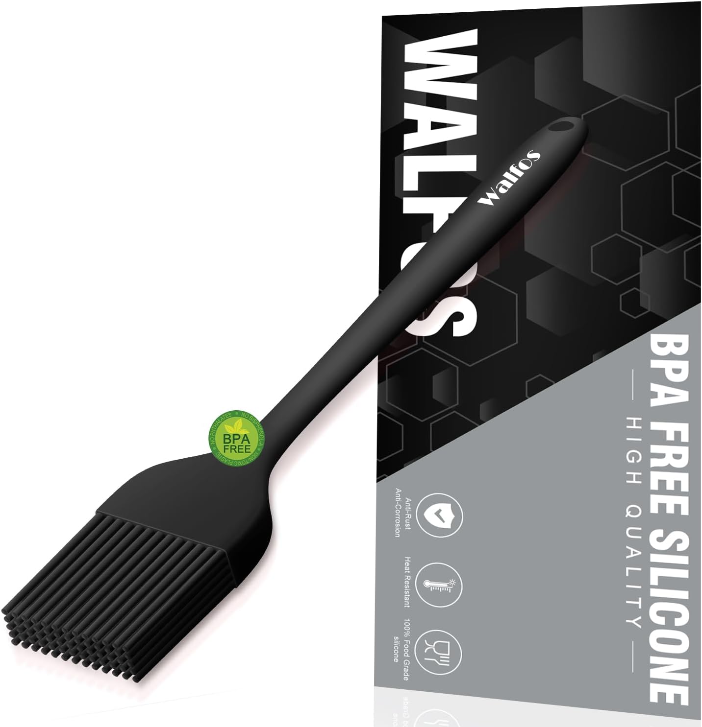 Walfos Small Basting Pastry Brush, Silicone Pastry Brush, Heat Resistant Perfect for BBQ Grill Baking Kitchen Cooking, Strong Steel Core and One-Pieces Design, BPA Free and Dishwasher Safe (8.2")