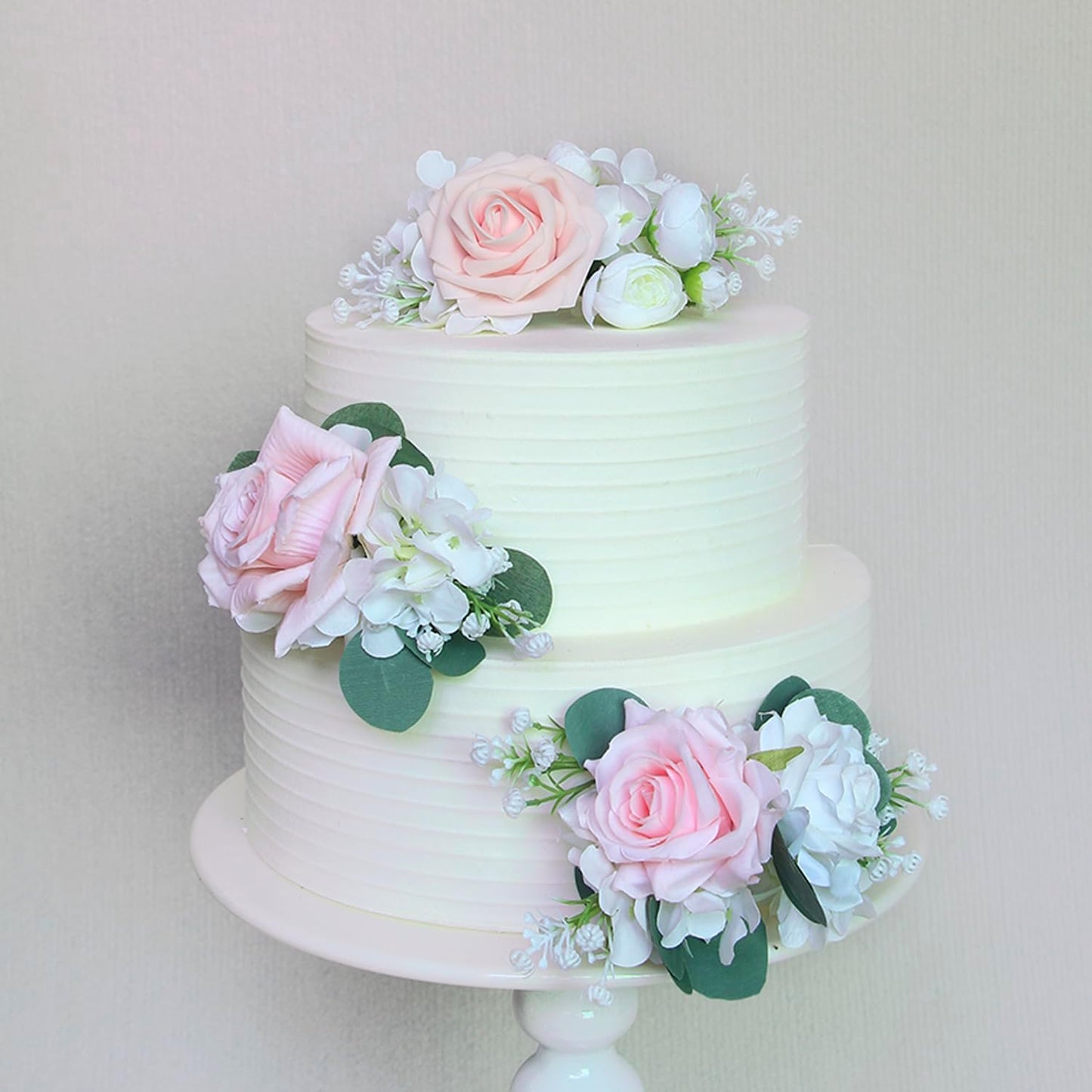 Rinlong 3Pcs Pre-made Blush Pink Cake Flowers Decorations Flower Cake Topper Butterfly Cake Decorating Flowers for Wedding Sweet 16 Birthday Girl