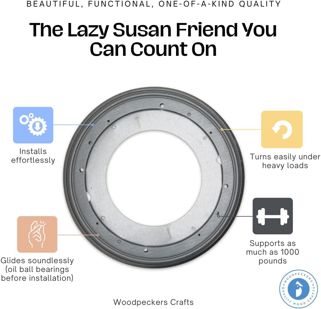 Lazy Susan Hardware, 12 inch, 1,000 lbs. Load Capacity, Pack of 25 Steel Lazy Susan Turntable Ball Bearing, by Woodpeckers