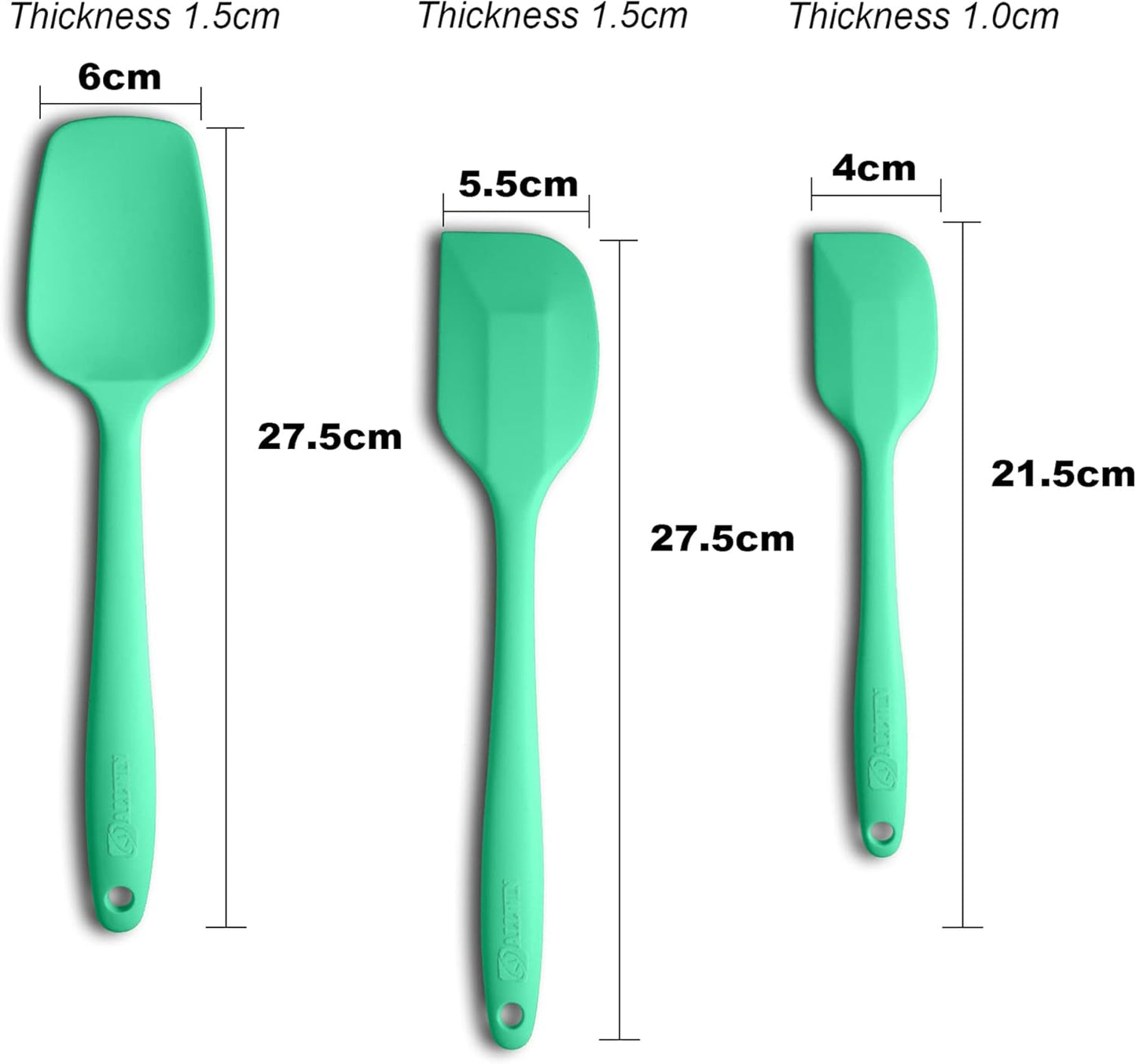 Silicone Spatula 3-piece Set, Ergonomic Handle High Heat-Resistant Spatulas, Non-stick Rubber Spatulas with Stainless Steel Core, Macaron Green