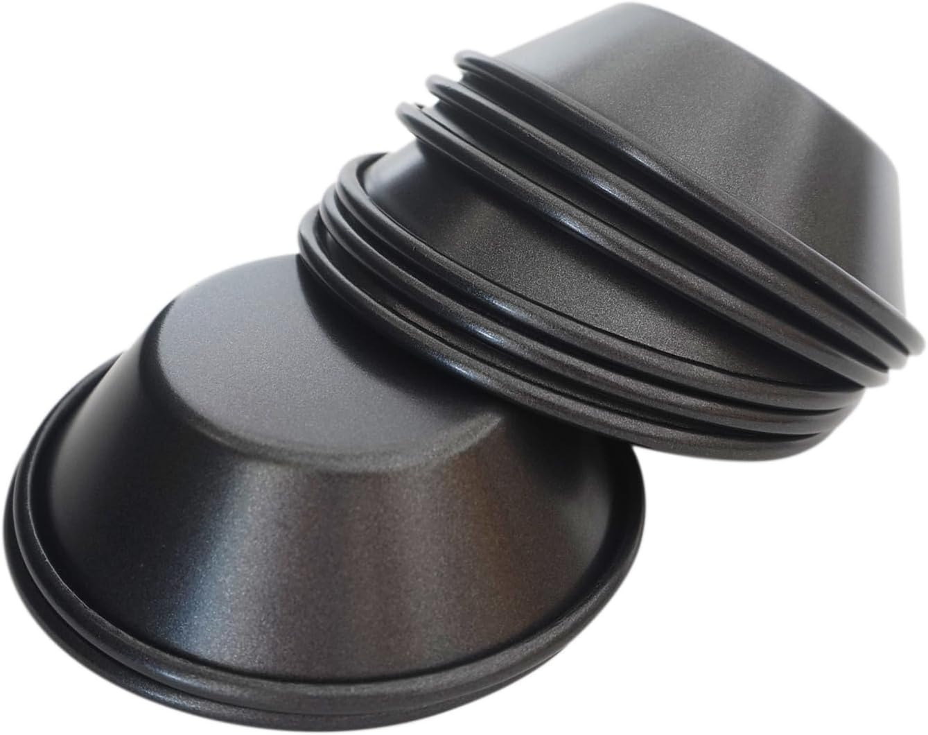 3 Inch Tart Pan, Carbon Steel Pastel De Nata Tins, Nonstick Egg Tart Molds, Mini Round Quiche and Pie Pan for Tartlet, Cupcake, Pudding, Muffin Baking - 8Pcs, Black