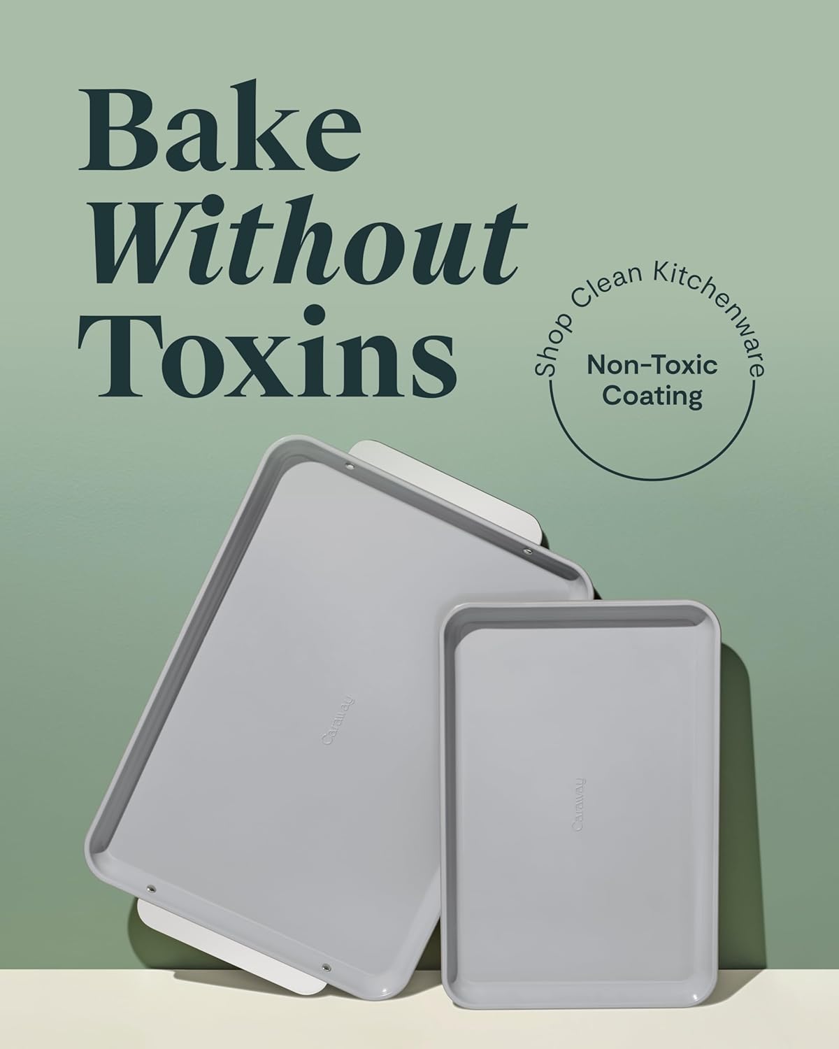 Caraway Non-Stick Ceramic Baking Sheet Duo - Naturally Slick Ceramic Coating - Non-Toxic, PTFE & PFOA Free - 18 x 13" Large & 15 x 10" Medium - Marigold