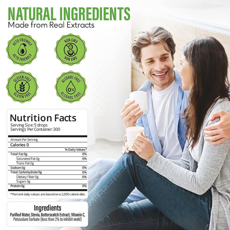 Stevia Select Butterscotch Stevia Flavored Liquid Stevia – Zero Calorie Coffee, Tea, Drink & Baking Sweetener, All-Natural, No Erythritol, Keto-Friendly Sugar Alternative, 300 Servings – 2 Oz