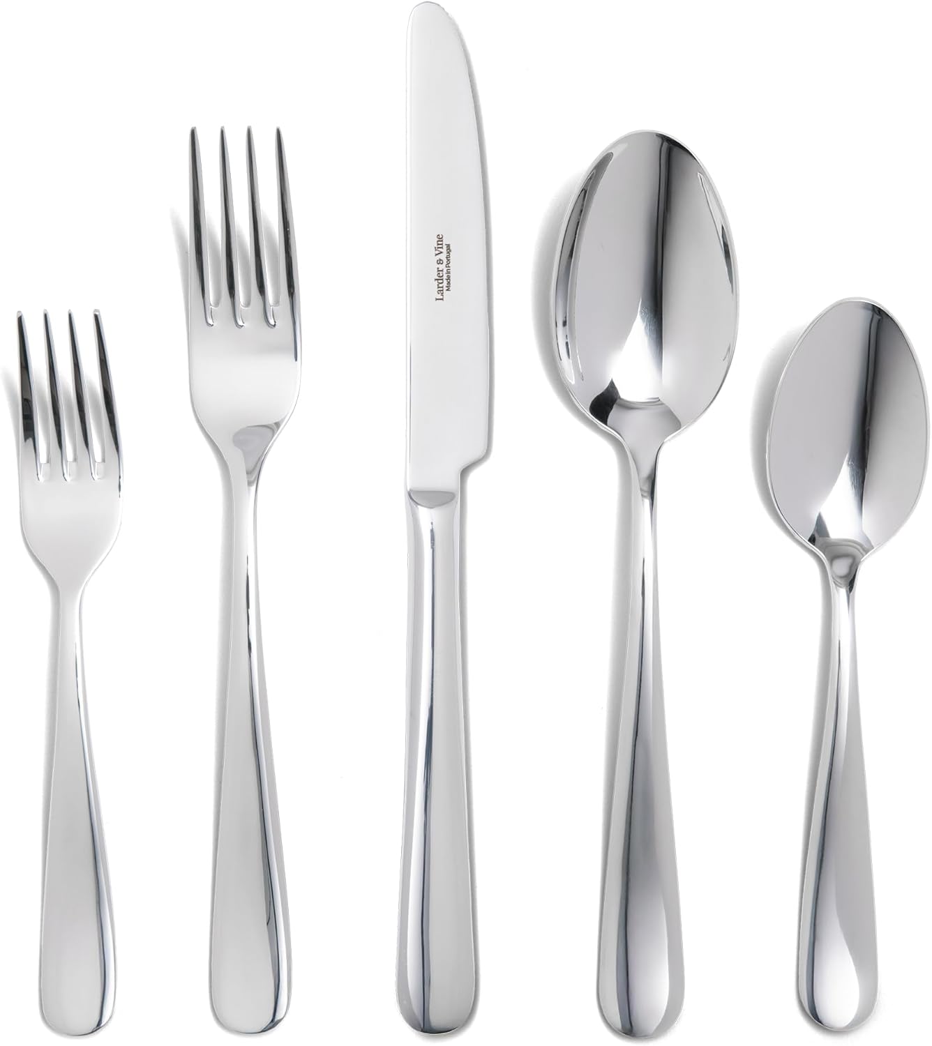 Signature Stainless Steel Flatware 20-Piece Set - Service for 4, Premium Stainless Steel with Weighted Handles, Dishwasher Safe, Everyday or Special Occasion Cutlery (Mirror Finish)