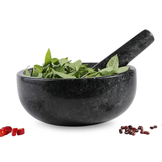 Koville Granite Mortar and Pestle Set, 8" Extra Large Grinder Bowl for Guacamole, Salsa, Pill Crusher, Spice, Herb, Garlic, Nut, Heavy Duty Grinder for Kitchen