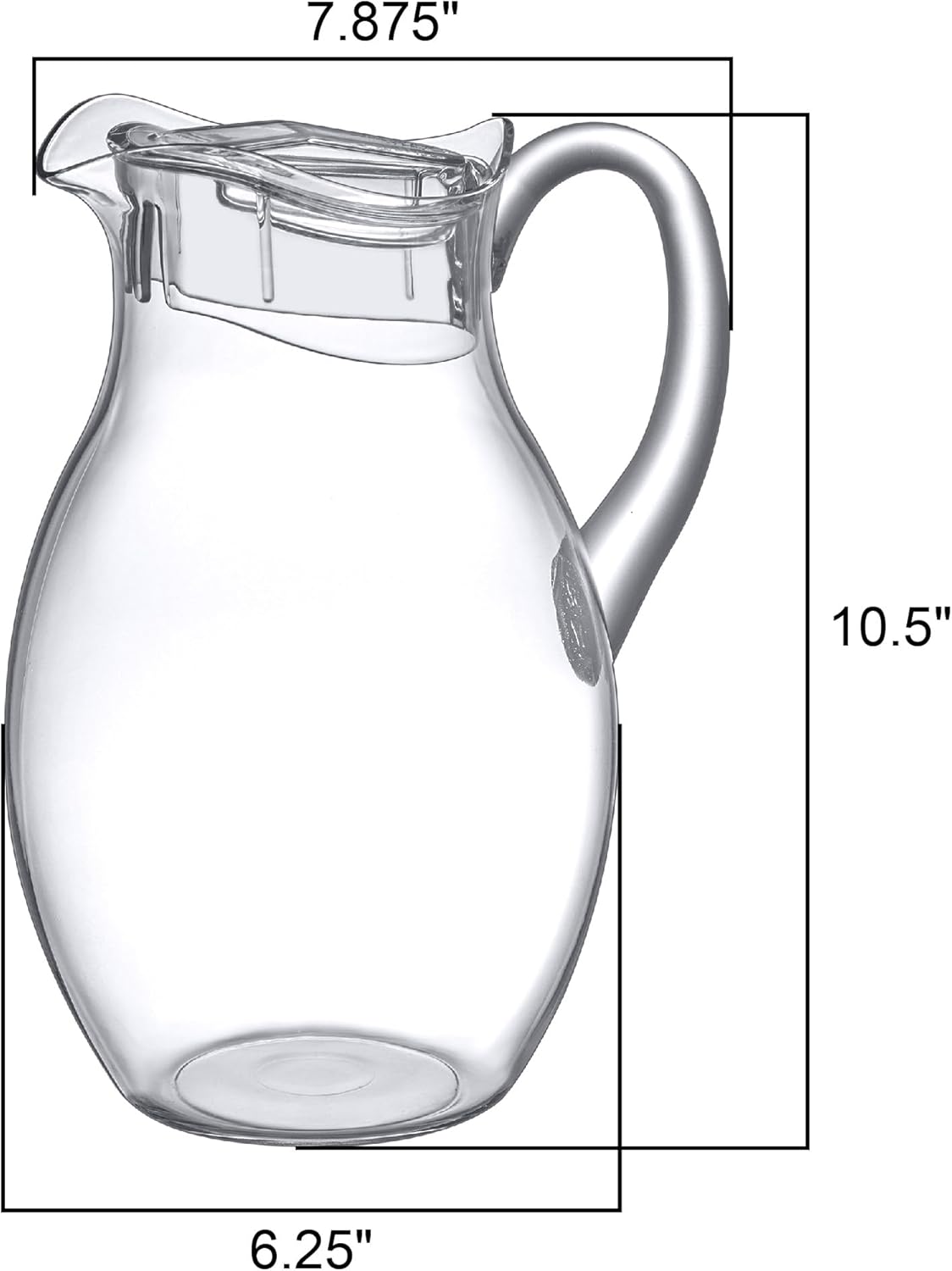 Amazing Abby - Bubbly Grand - Plastic Pitcher (96 oz, 3 Quart), Clear Water Pitcher with Lid, Fridge Jug, BPA-Free, Shatter-Proof, Great for Iced Tea, Sangria, Lemonade, Juice, Milk, and More