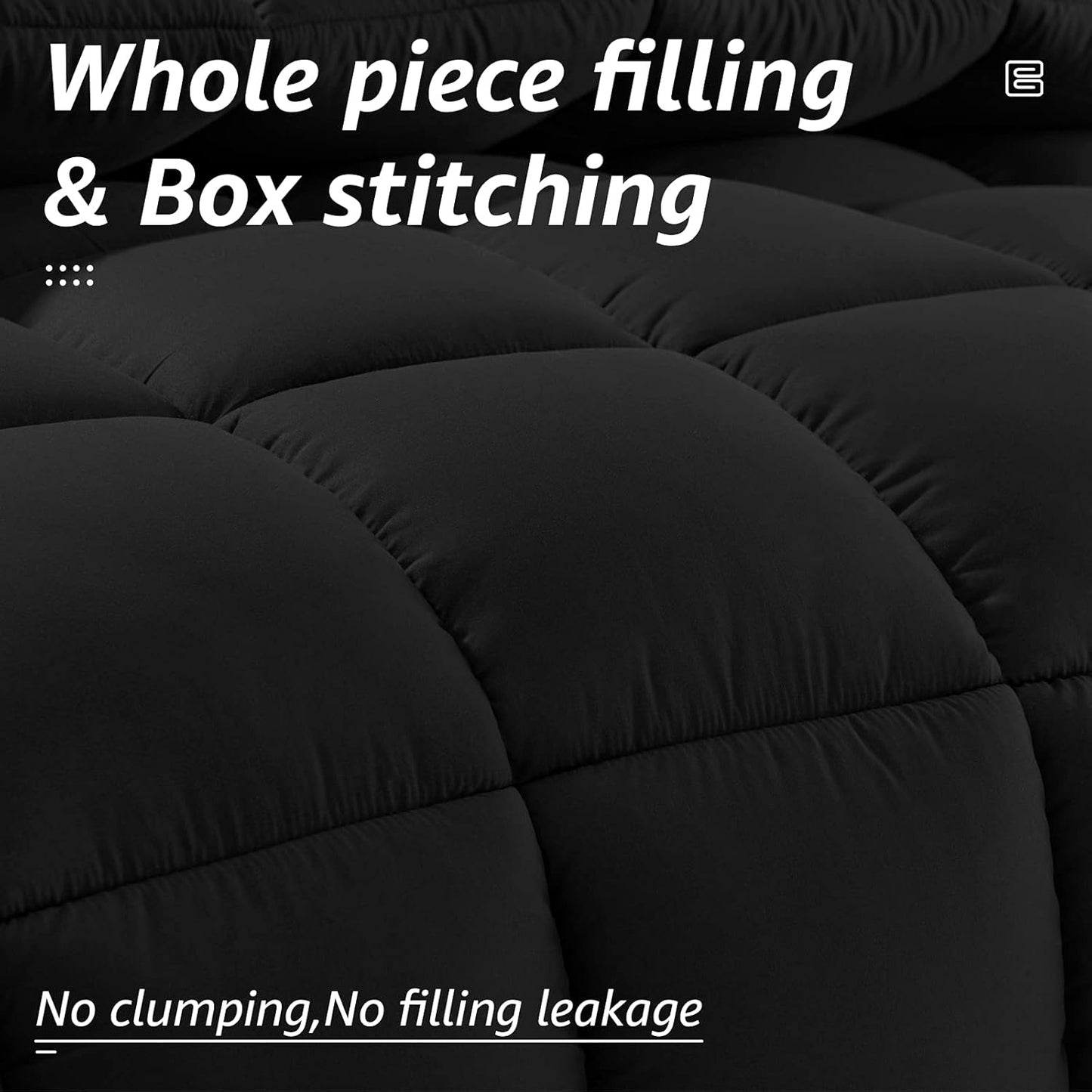 HYLEORY All Season California King Size Bed Comforter - Cooling Down Alternative Quilted Duvet Insert with Corner Tabs - Winter Warm - Machine Washable - Black,Cal King(96*104)