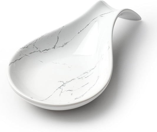 Spoon Rest for Stove Top, Kitchen Spoon Holder, White Marble Spoon Rest for Counter, Ceramic Cooking Utensil Rest for Spatula, Ladle, ANTIS'S HOME
