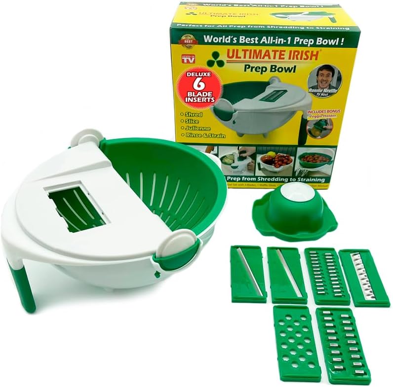 Prep Bowl Deluxe – Ronnie Neville’s Original As Seen on TV Salad Prep & Rinsing Bowl, Multi-Function Kitchen Tool to Shred, Slice & Rinse, Vegetable & Salad Maker