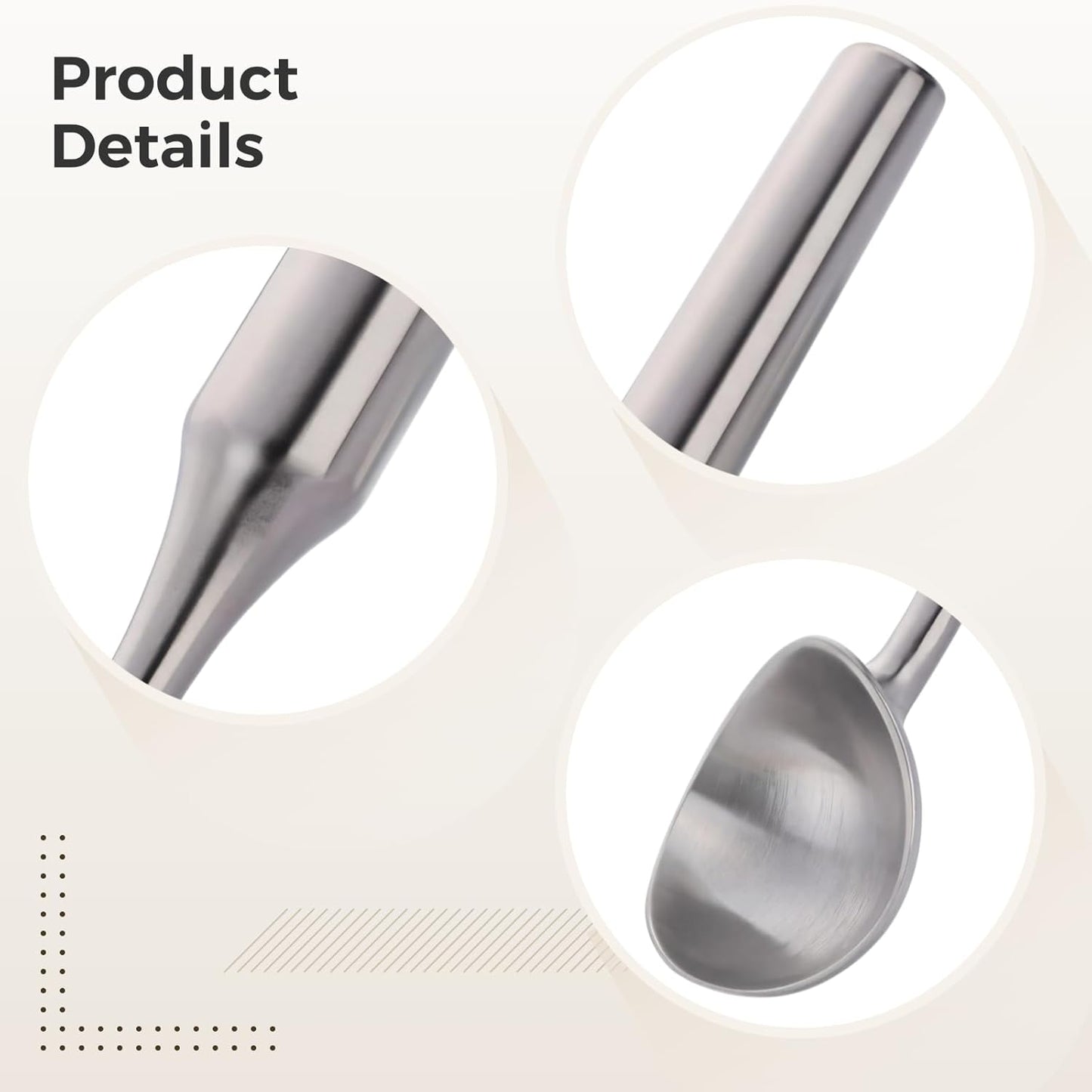 Homaisson Ice Cream Scooper Stainless Steel, Long-Handle Ice Cream Scoop, Ergonomic Design, Easy Release with Non-Stick Surface, Dishwasher Safe