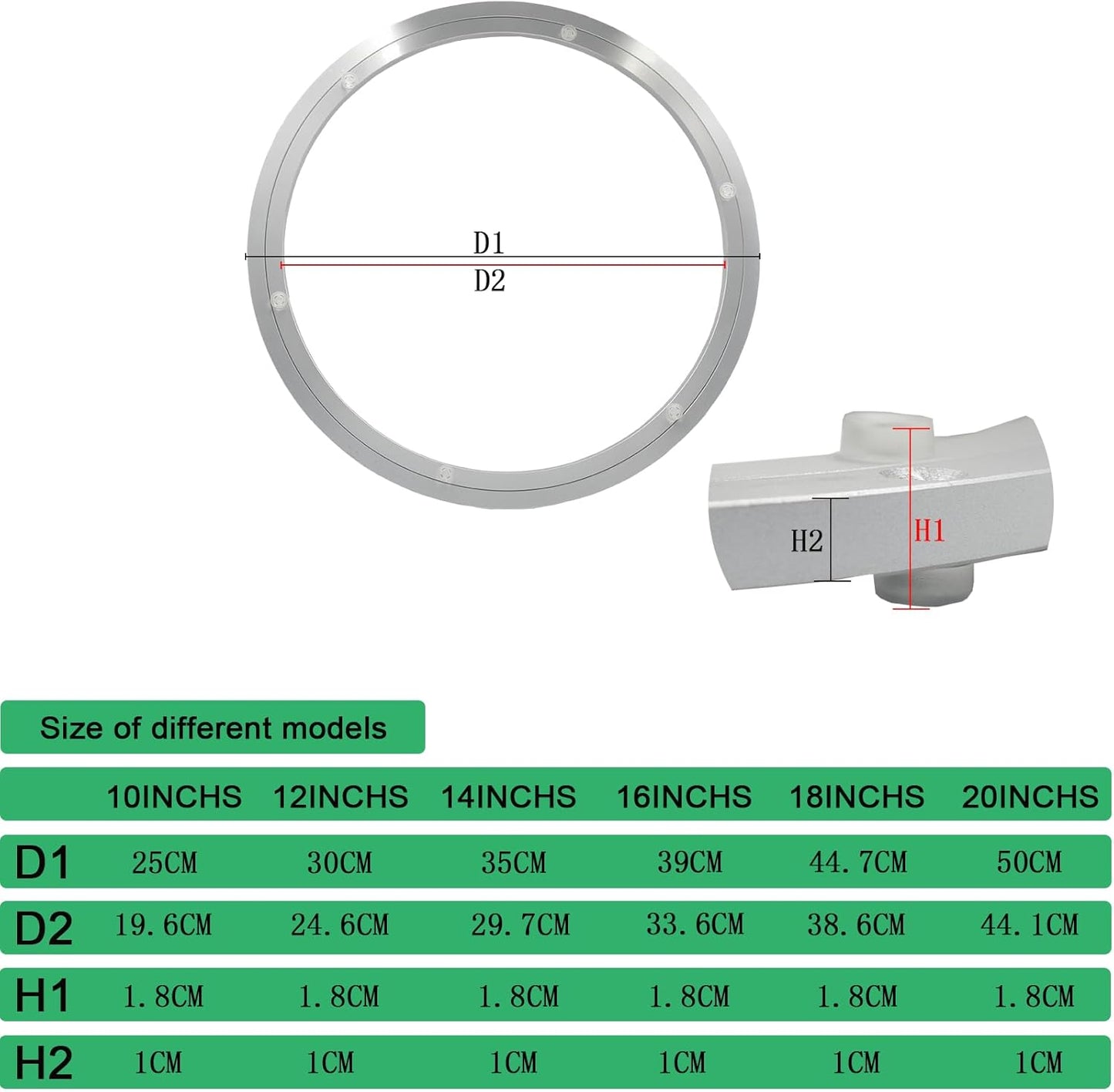 18 Inchs Heavy Duty Lazy Susan Bearing Aluminum Hardware Metal Rotating Turntable Bearings Swivel Plate Hardware for Dining-Table and Workbench Non-Slip