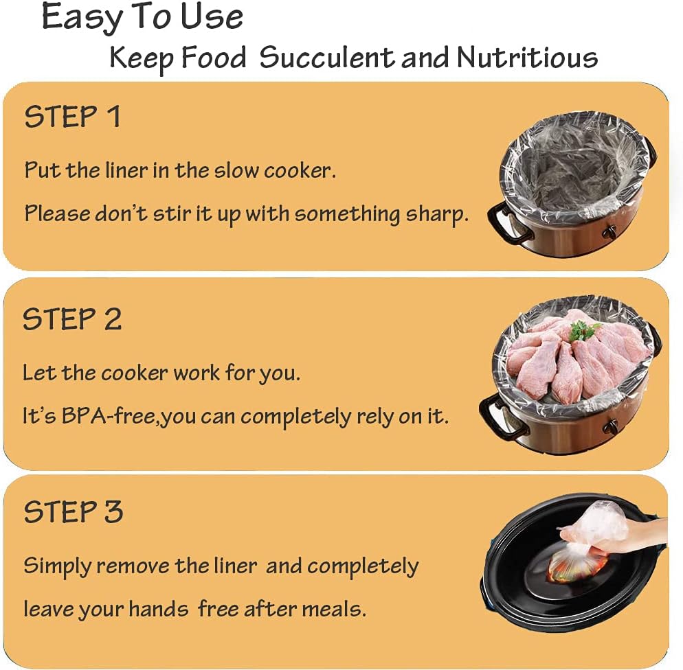 16 Bags Slow Cooker Liners, Disposable Multi Use Cooking Bags,Large Size Fit 3QT to 8QT, Plastic Bags for Slow Cooker, Pans, Aluminum Cooking Trays, BPA Free-13 x 21 Inches, 3 quarts (16)