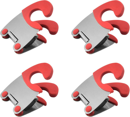4 Pcs Anti-Scald Spoon Rest, Non Slip Stainless Steel Utensil Holder For Pots, Pans, Heat Resistant Kitchen Clips For Cooking, Stove, Home, Restaurant Use (Red)
