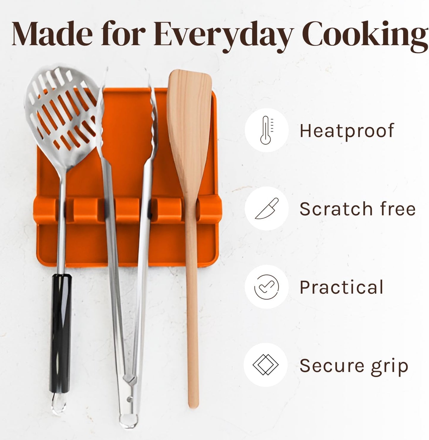 Silicone Spoon Rest for Stove Top with Drip Pad (Two Pack) - Heat Resistant BPA Free Utensil Rest & Spoon Holder for Kitchen Counter - Grill Utensil Holder - Spatula Holder, Tongs, Ladle