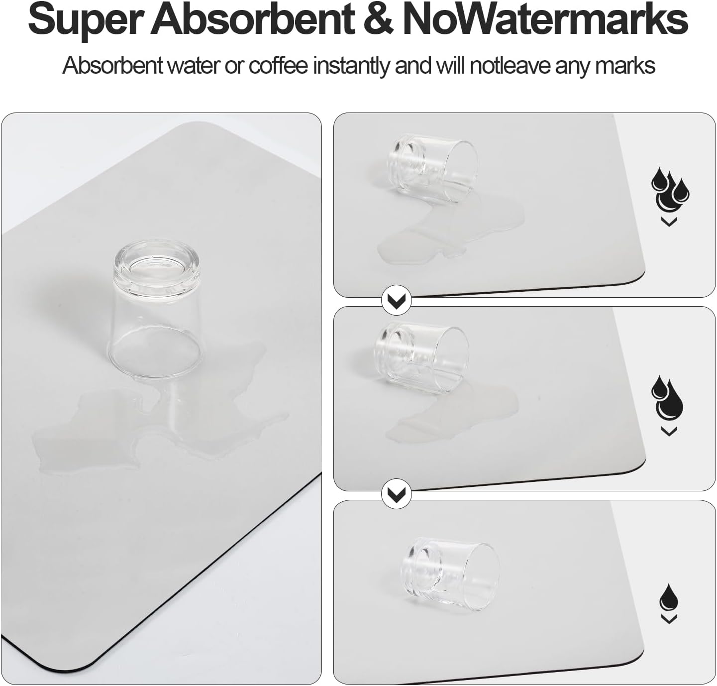 Dish Drying Mat for Kitchen Counter | Coffee Bar Mat for Countertops | Heat Resistant Drainer Mat with Non-slip Rubber Backed | Hide Stain Kitchen Absorbent Draining Mat | Light Grey 18"x24"