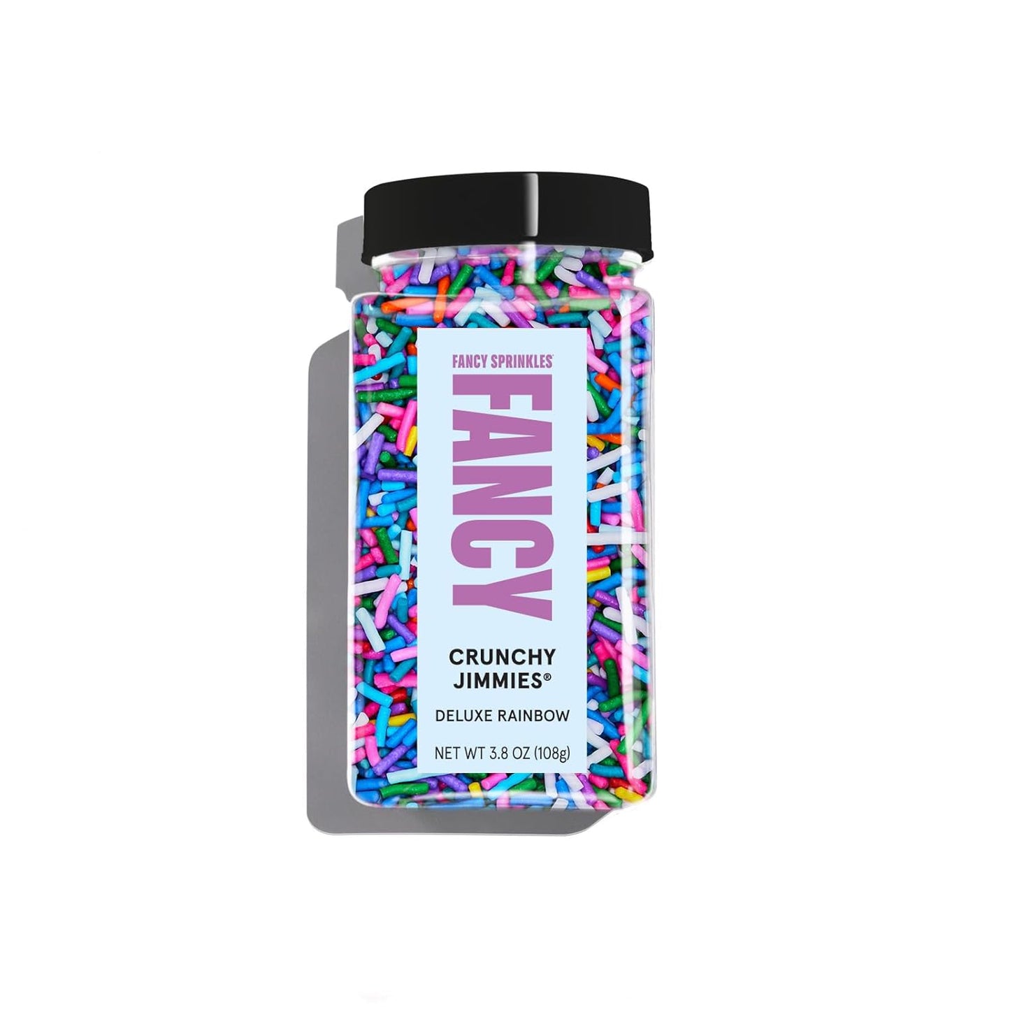 Fancy Sprinkles Deluxe Rainbow Crunchy Jimmies, Real Sugar, For Ice Cream, Cookies, Cakes, Cupcakes, Dessert Decorating, Bold, Mulit-Colored, Rainbow Sprinkles (0.5c)