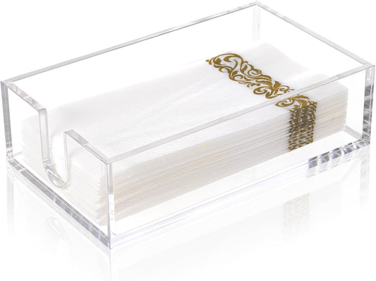 Rubtlamp 1Pcs Clear Napkin Holder Bathroom - 0.27Inch Thickness Bathroom Acrylic Guest Towel Holder - Acrylic Hand Towel Tray for Kitchen, Parties, Weddings, Party, Hotel (Clear, 9”X5.5”X2.5”)