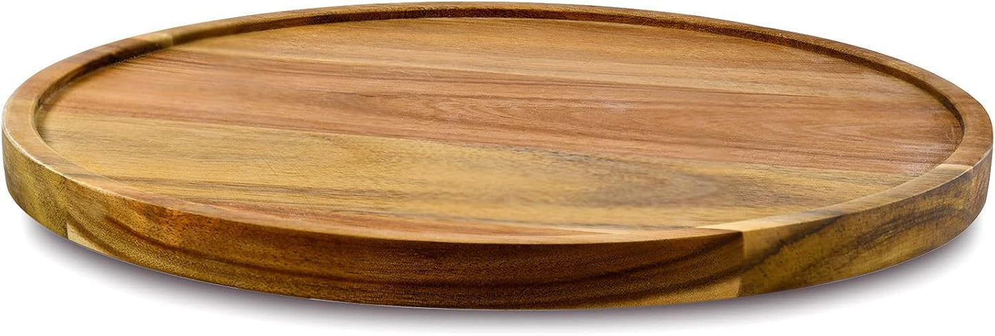 12" Acacia Wood Lazy Susan Organizer Kitchen Turntable for Cabinet Pantry Table Organization