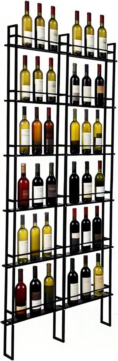 Wine Racks Wall Mounted, 6-Tier Wine Storage Holder, Black Industrial Bar Liquor Bottle Display Shelf, for Home Bar, Kitchen, Dining Rooms, & Wine Cellars(Black, 2 Column)