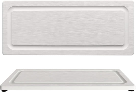 2 PCS Fast-Drying Stone Trays for Bathroom Sink & Kitchen Counter, Water Absorbing Diatomite Sink Coasters, Vanity Tray, Hand Soap Holder with Anti-Skid Pads (11" x 4.7" White)