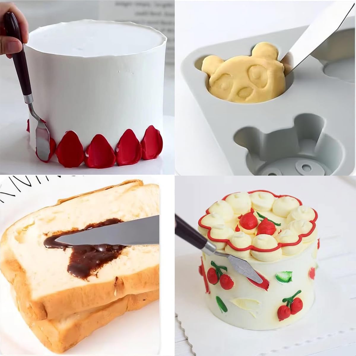 5pcs Stainless Steel Cake Cream Spatula Frosting Baking Pastry Tool Shovel Cake Painting Scraper Decorating Spatula Mixing Set Icing Oil Painting Cream Toner Tool for Fondant Chocolate