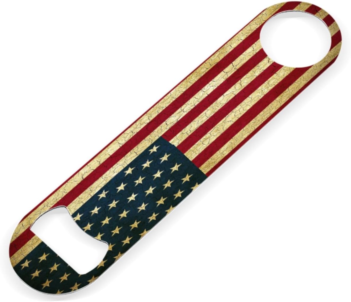 2 PACK Beer Bottle Opener, Stainless Steel Flat Bottle Openers,7 inch Metal Decor,Vintage United States Of America Flag