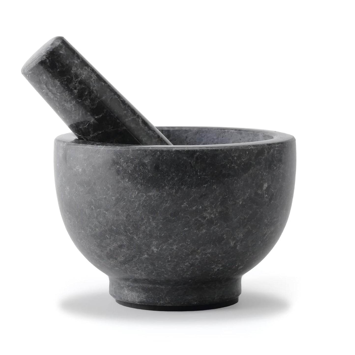 Koville African Natural Granite Mortar and Pestle Set, Grinder Bowl for Guacamole, Salsa, Pill Crusher, Spice, Herb, Garlic, Nut, Heavy Duty Grinder for Kitchen (Glossy Finish)