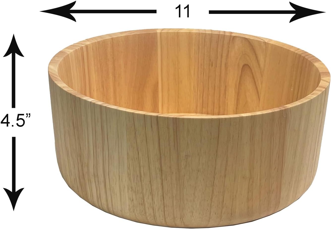 Woodard & Charles Wood 11" x 4 1/2" Salad Serving Bowl Set with Servers, 3 Piece Set