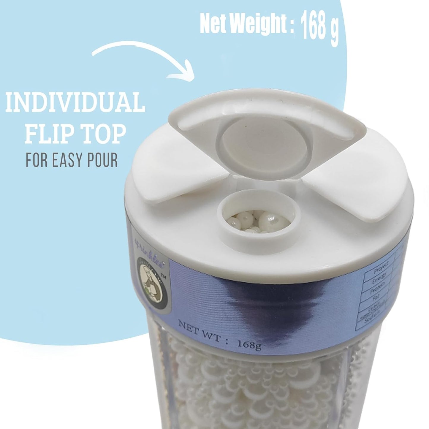 Edible 4 in1 Pearls Sugar Sprinkles 6 oz, Mix size Candy Pearl for Cake Decorating and Cupcake Toppers Cookie Decorations Ice Cream Topping Wedding Halloween Christmas(White,Black,Gold,Pink)