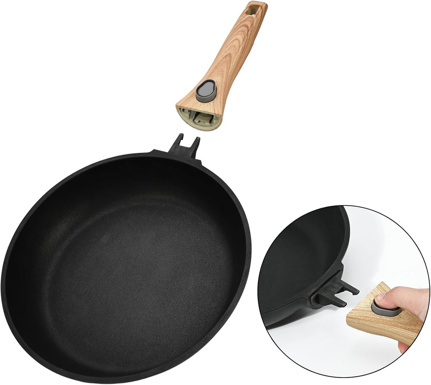 9.5 Inch Non Stick Skillet With Removable Handle, Frying Pan Non Stick Detachable Handle, Oven and Dishwasher Safe Omelette Pan, Egg Frying Pans Cooking Pan For All Cooktops (Granite, Round)