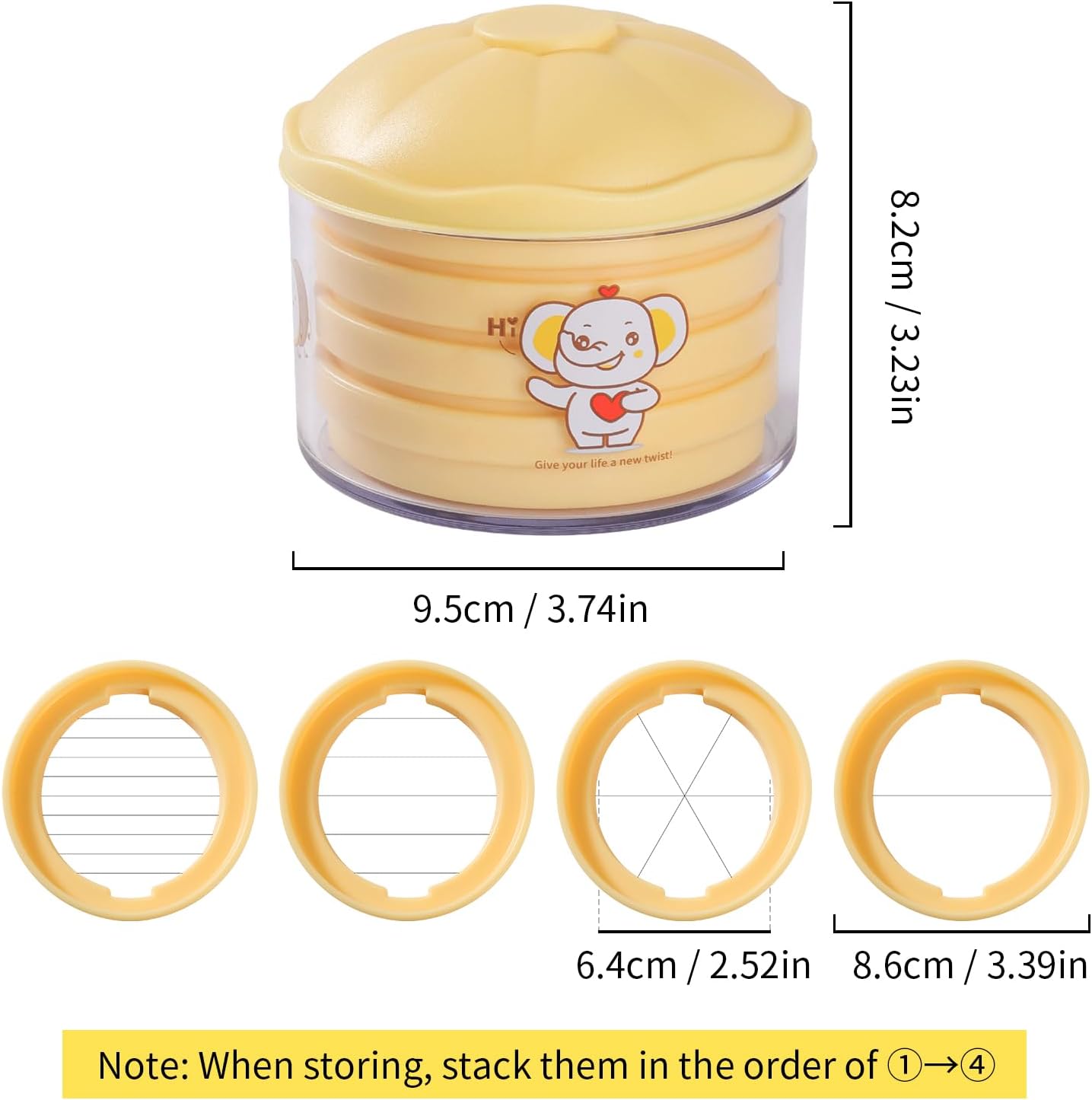 Egg Slicer, 4-in-1 Stainless Steel Wire Egg Cutter, Strawberry Slicer with Cute Container, Multi-Function Dicer and Chopper Tool for Hard Boiled Eggs, Mushrooms, Kiwis, Bananas, Tomato & Soft Fruits