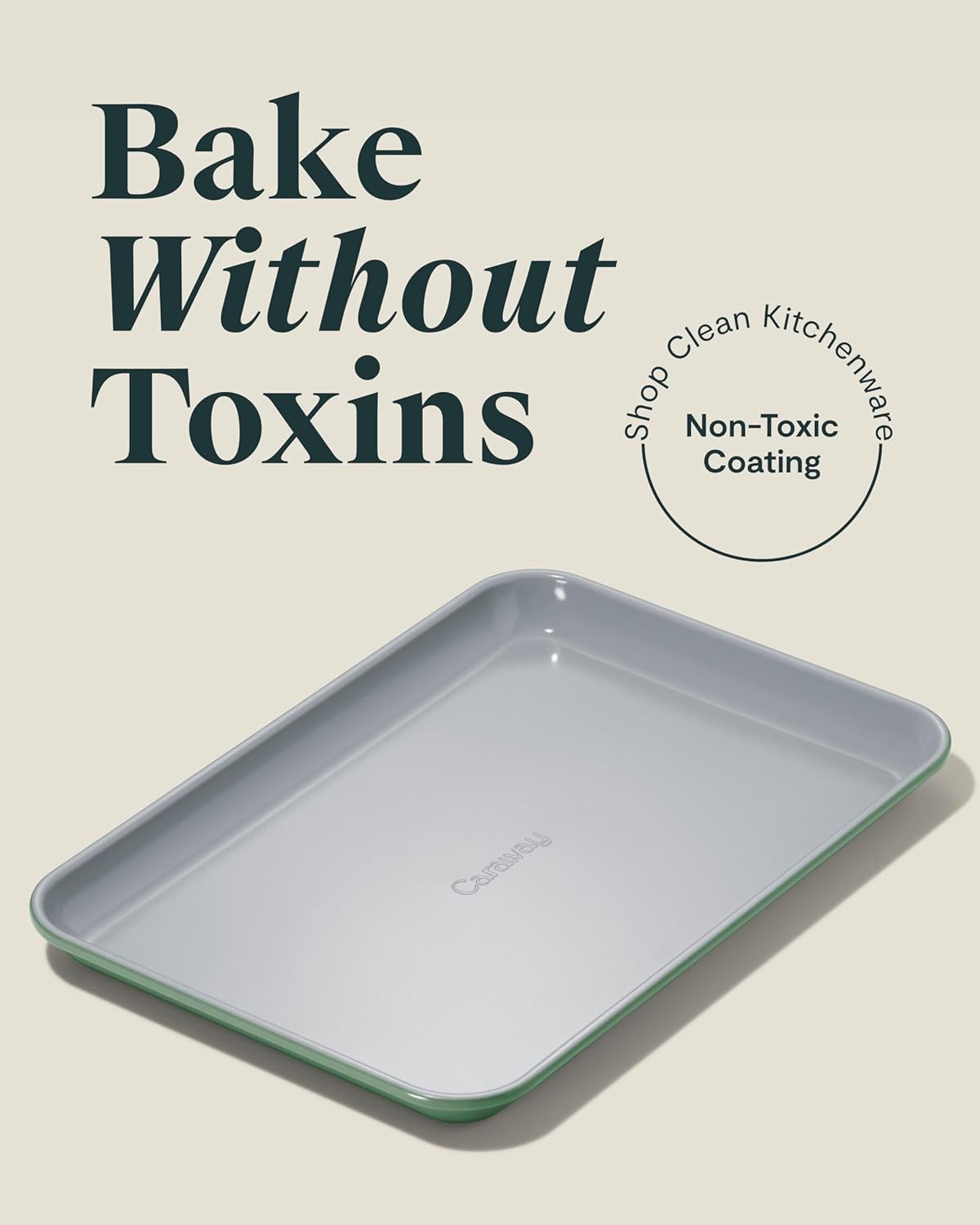 Caraway Nonstick Ceramic Small Baking Sheet (9x13”) – Non-Toxic, PTFE & PFOA Free – Oven Safe – Aluminized Steel Core – Mini Sheet Pan for Baking, Roasting & More - Sage