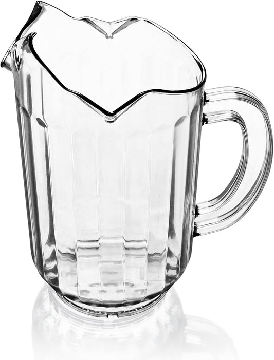 New Star 46229 Polycarbonate Plastic Restaurant Water Pitcher with 3 Spouts, 60-Ounce, Clear