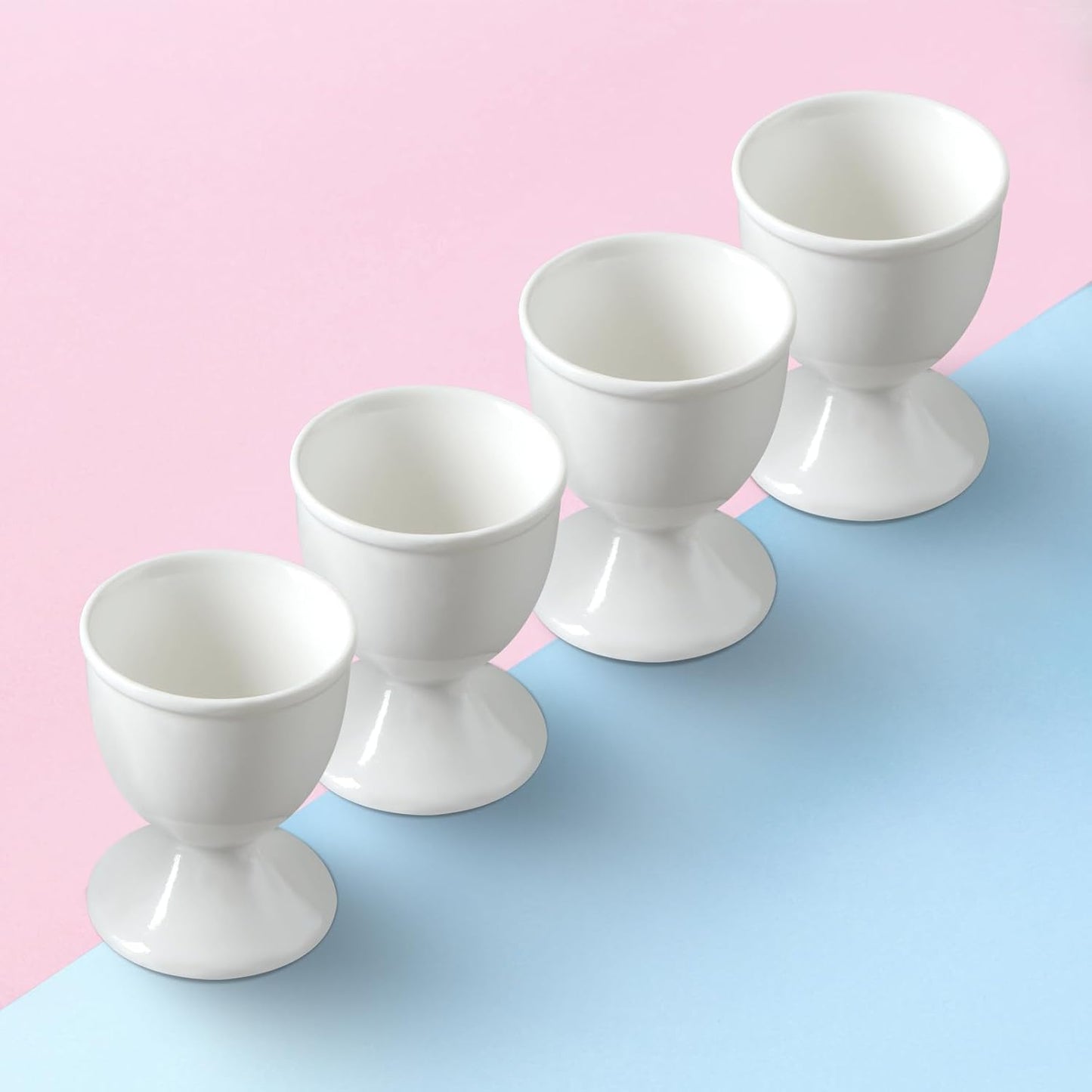 Cinf Ceramic Egg Cup Gift Set of 4 Porcelain Holder Breakfast Boiled Cooking Easy to Clean Childhood Memories Kitchen