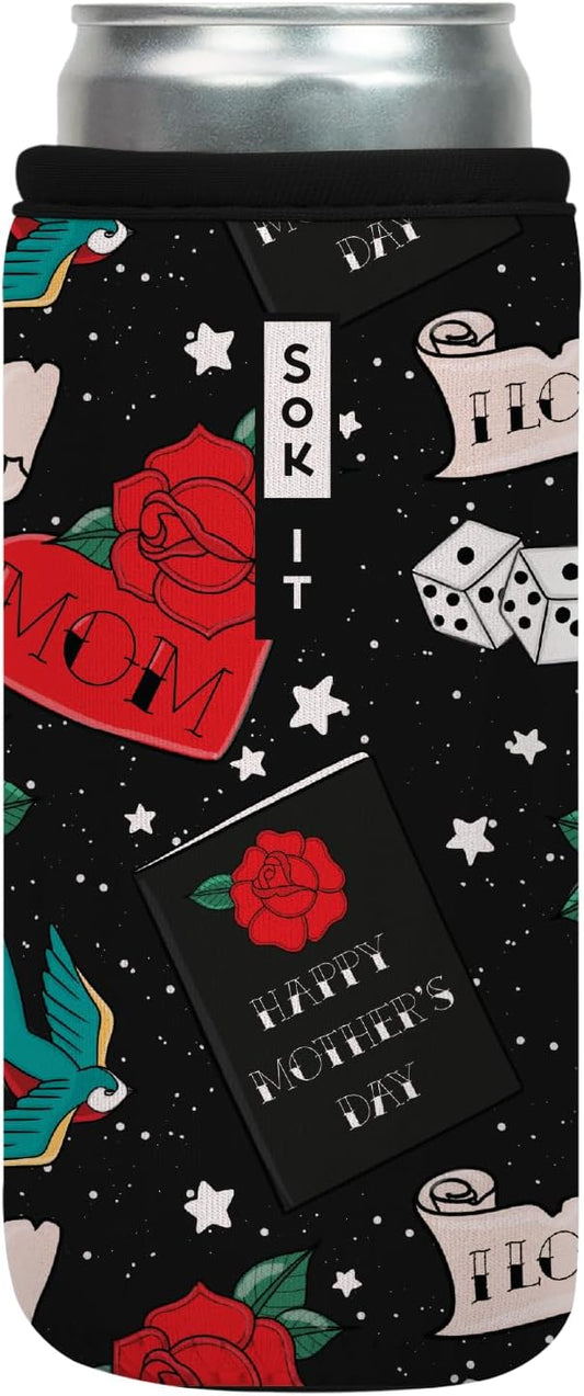 Sok It CanSok Sleeve for Beer & Soda Insulated Neoprene Cover (Heart & Soul, 12oz Slim Can Sleeve)