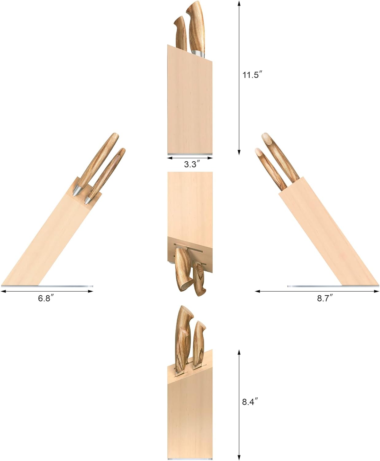 Cangshan OLIV Series 4-Piece HUA Knife Block Set, Forged Swedish 14C28N Steel, Maple Block, 501677