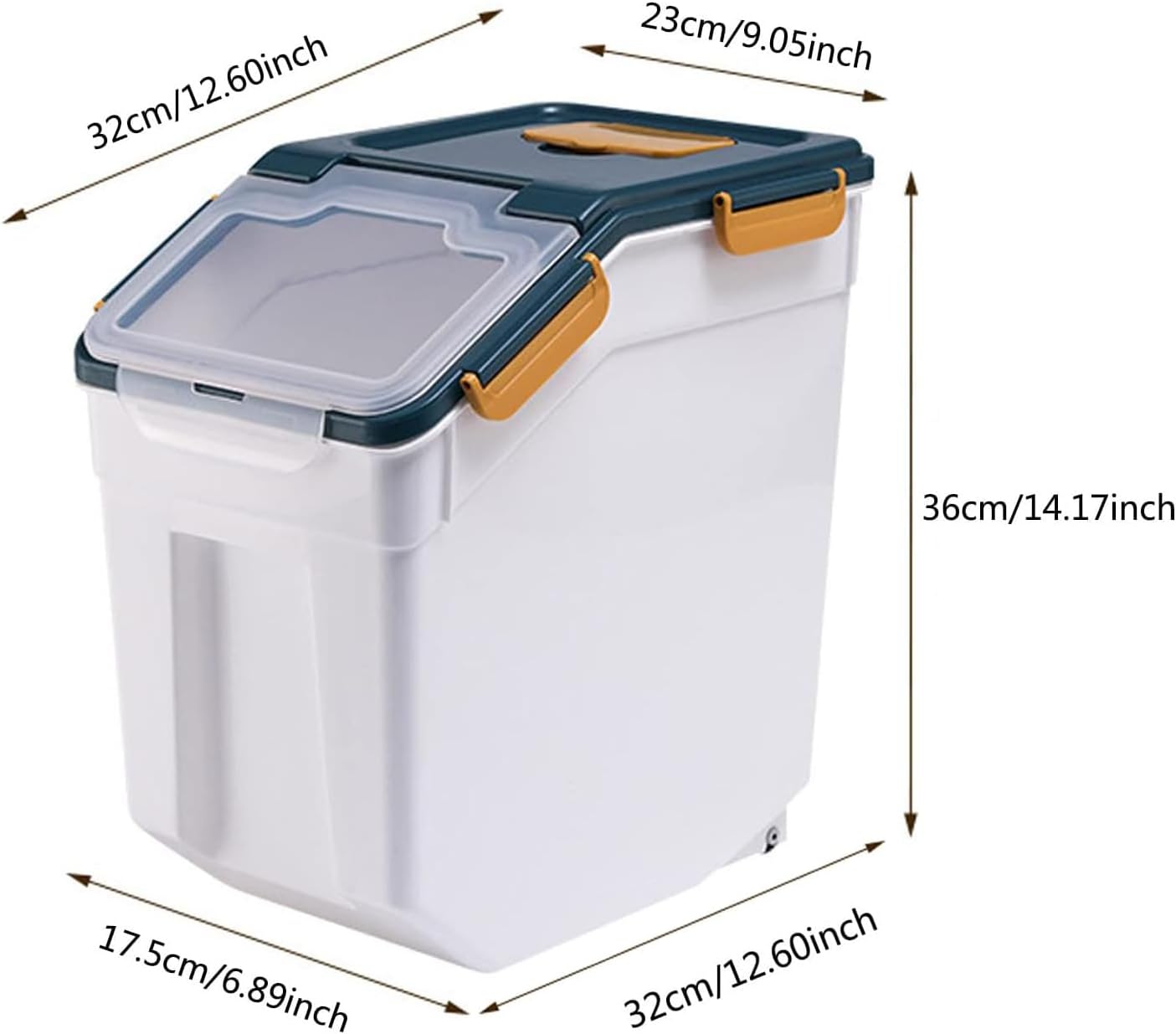 PENCK Large Flour Storage Container 25lbs, 2 Pack Airtight Rice Dispenser, BPA Free Plastic Cereal Grain Organizer Dog Cat Food Bin with Measuring Cup&Scoop for Kitchen Counter Top(Blue)