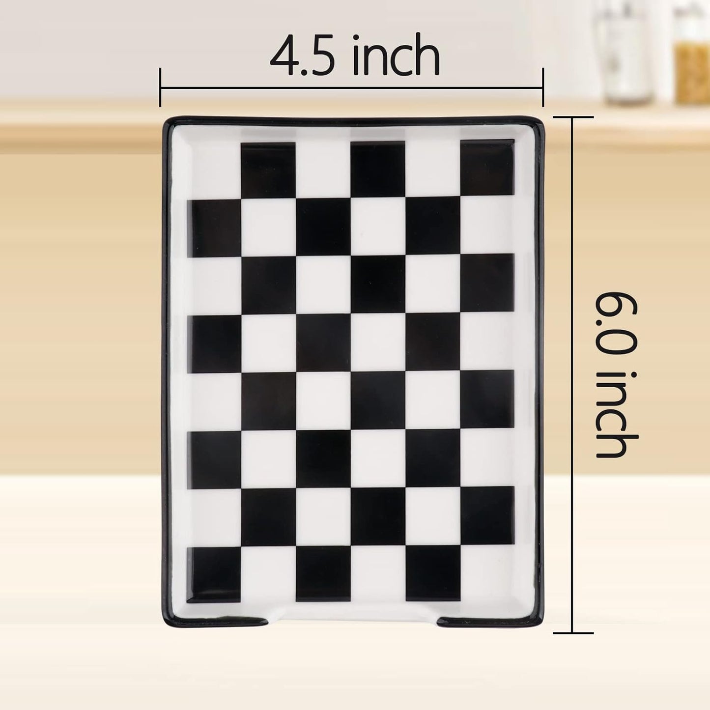 Spoon Rest,Ceramic Spoon Rest for Kitchen Counter Dishwasher Safe Marble Decor Spoon Holder for Kitchen (Large, Black&White, 1)