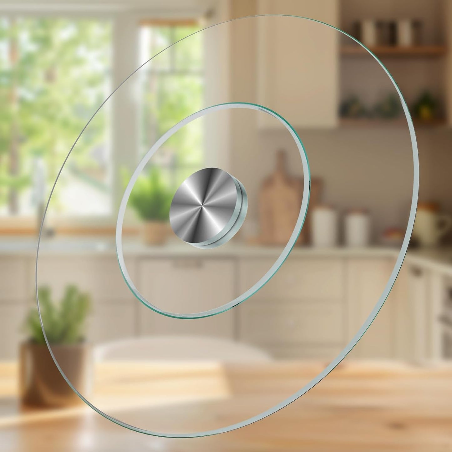 27'' Glass Lazy Susan Turntable Dining Table, 360 ° Round Dinner Plate Rotating Tray Transparent Dinner Plate, Silent and Smooth Rotation of The Dinner Plate (27inch/70cm)